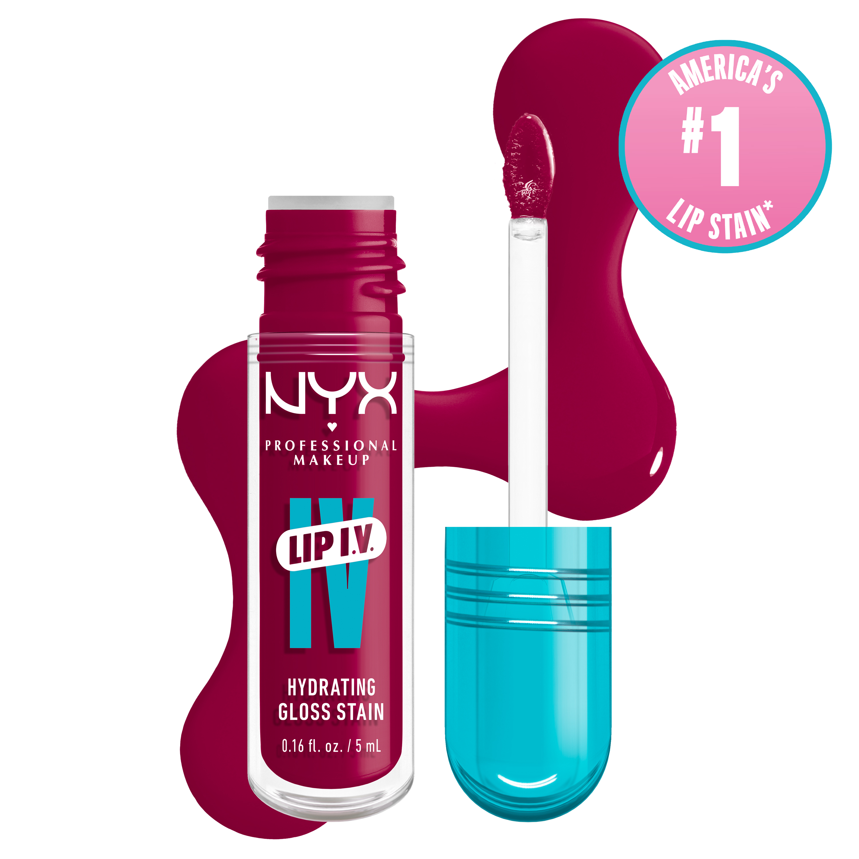 NYX Professional Makeup Lip Iv Hydrating Lip Gloss Stain - Long-Lasting Lip Stain Magenta Mist $12